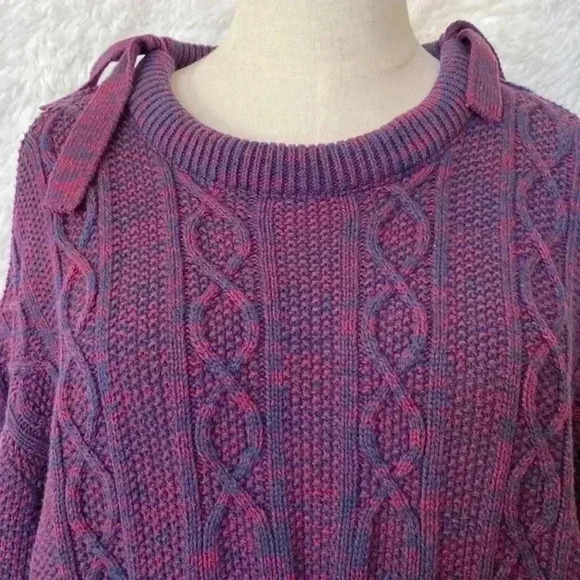 PROJECT NAADAM Cotton Blend Chunky Knit Tie Sleeves Pullover Sweater Top - Picture 3 of 11